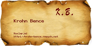 Krohn Bence névjegykártya